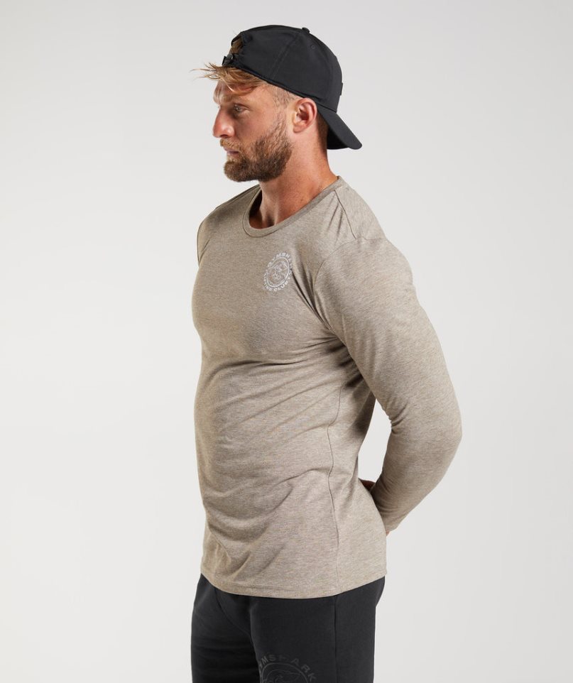 Men's Gymshark Legacy Long Sleeve T-Shirts Grey | NZ 9QXLCG